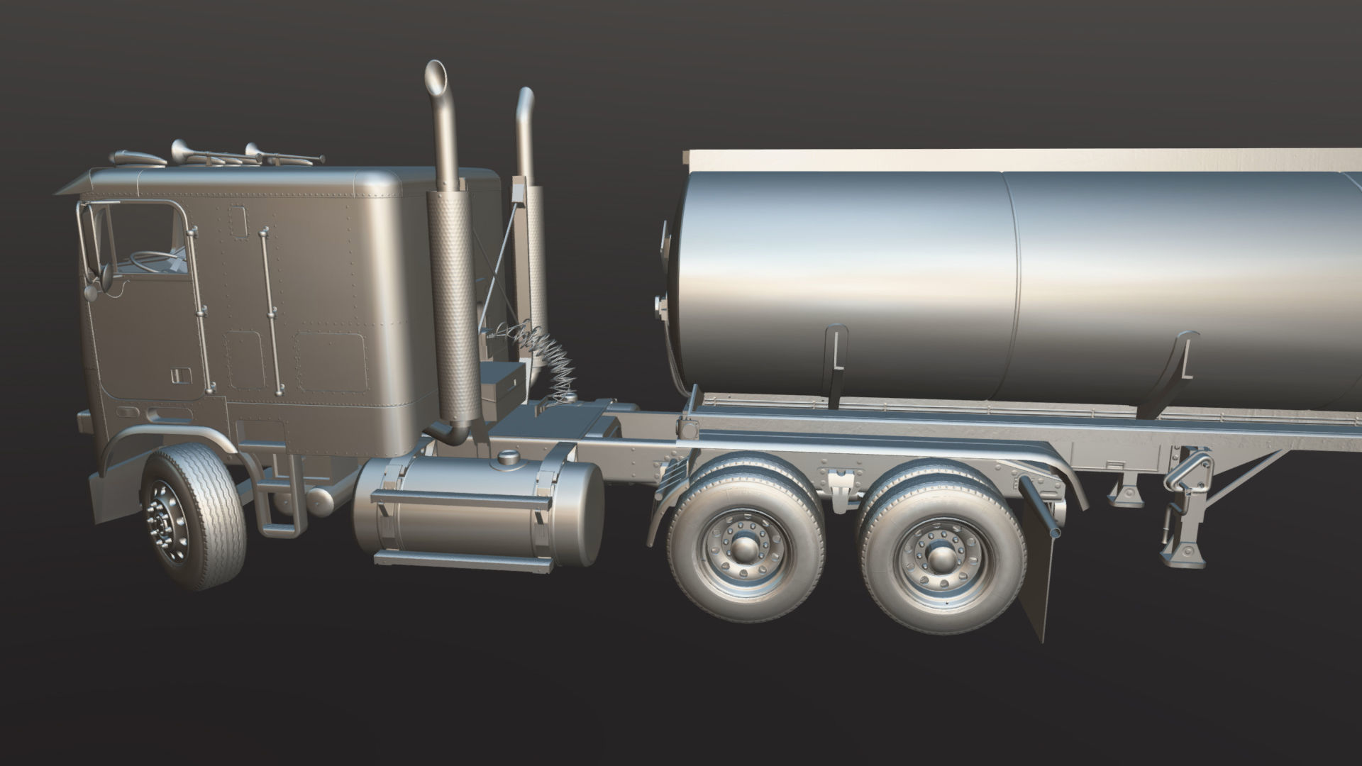 Freightliner FLT tanker semitruck Low-poly 3D model_44