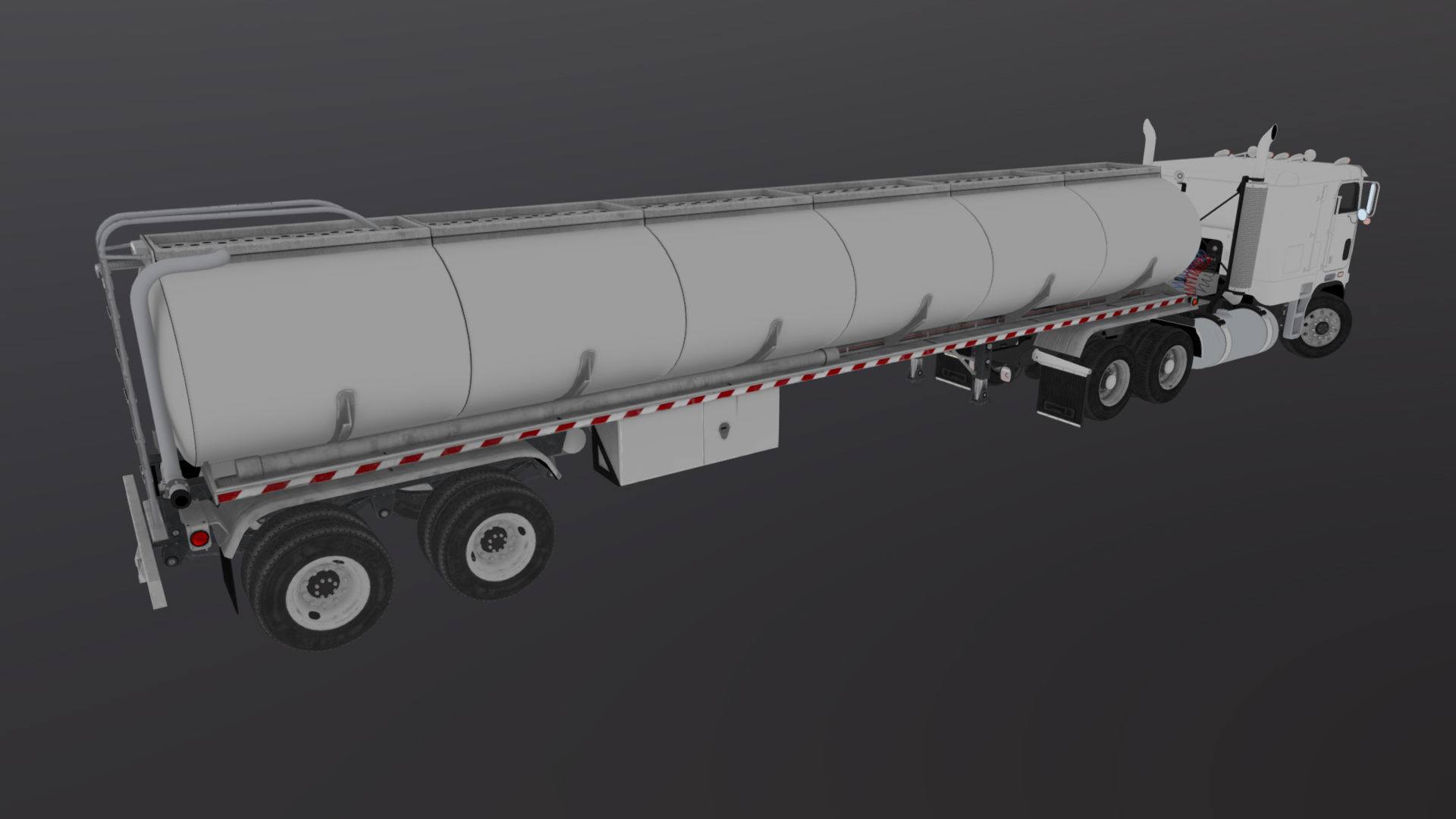 Freightliner FLT tanker semitruck Low-poly 3D model_48