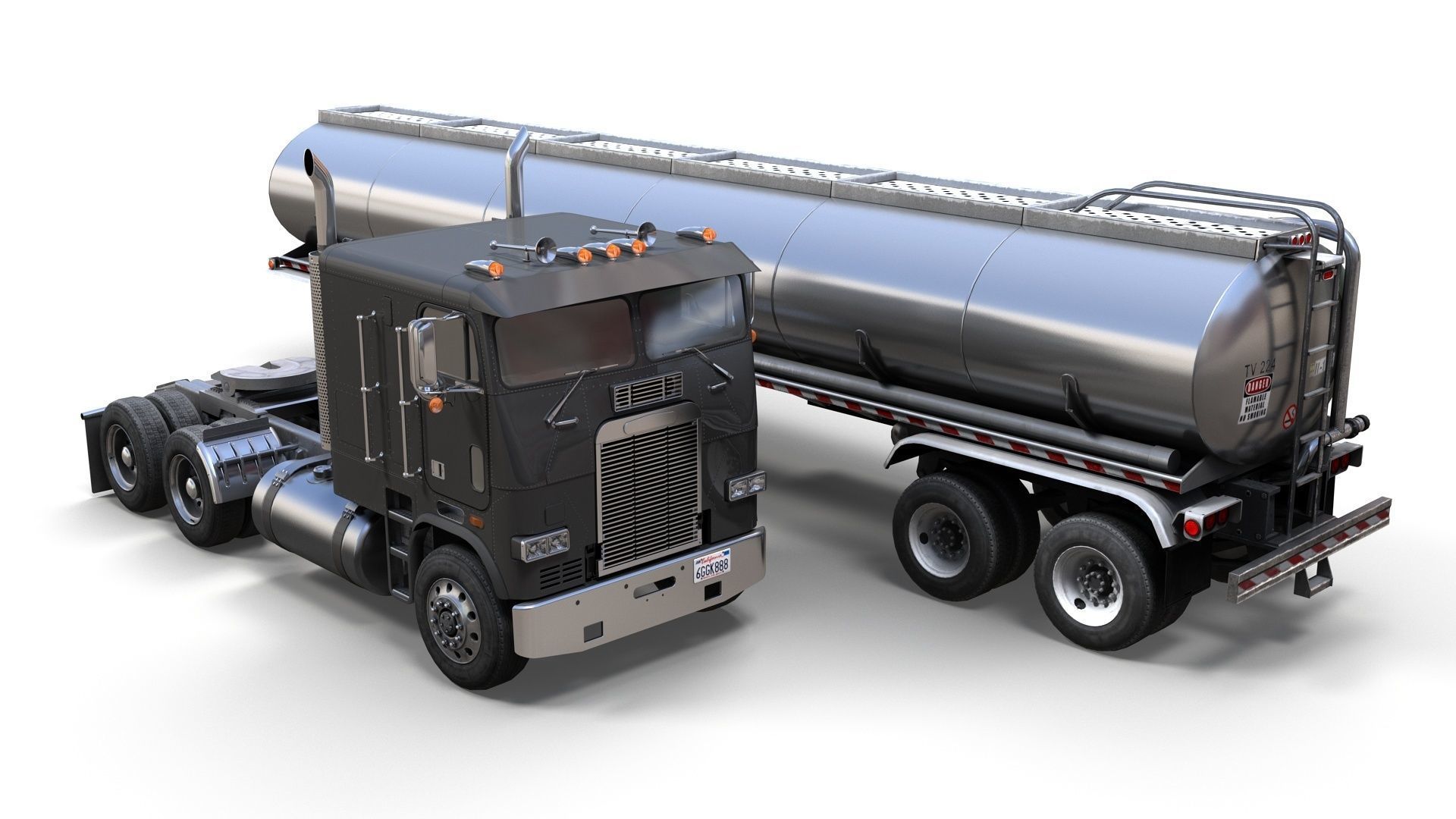Freightliner FLT tanker semitruck Low-poly 3D model_12
