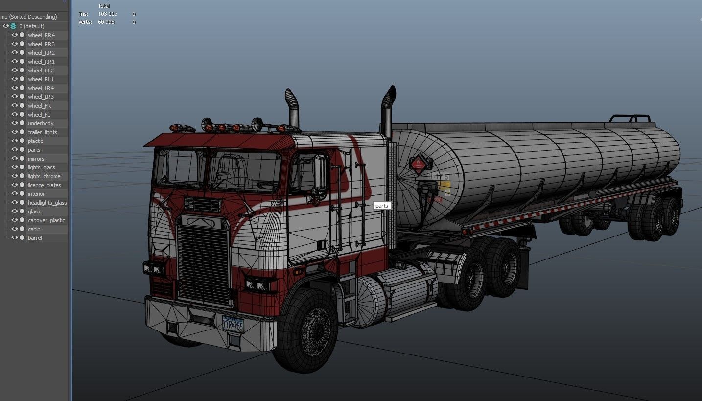 Freightliner FLT tanker semitruck Low-poly 3D model_53