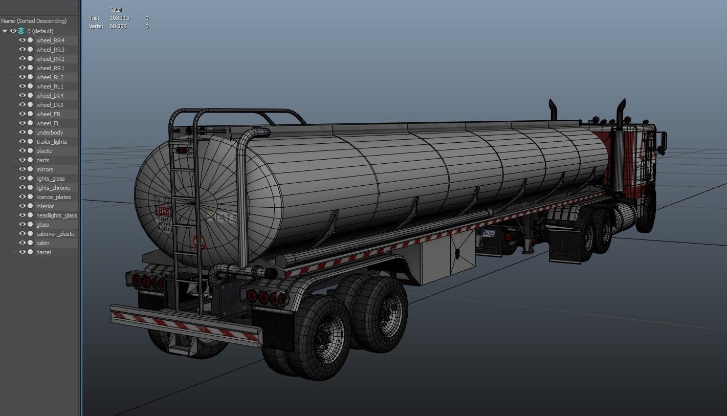 Freightliner FLT tanker semitruck Low-poly 3D model_54