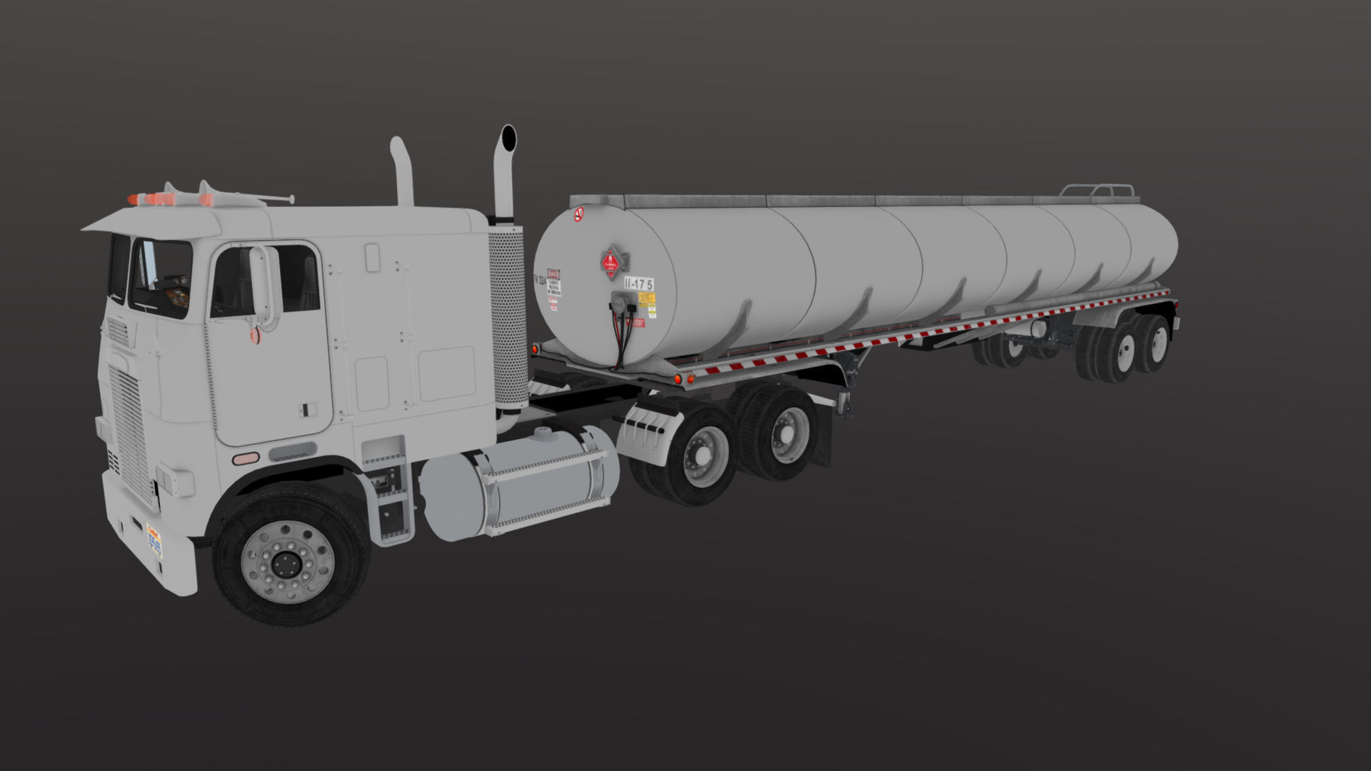 Freightliner FLT tanker semitruck Low-poly 3D model_47