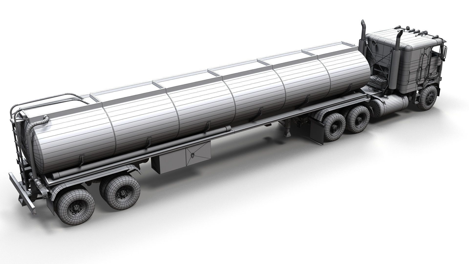 Freightliner FLT tanker semitruck Low-poly 3D model_19