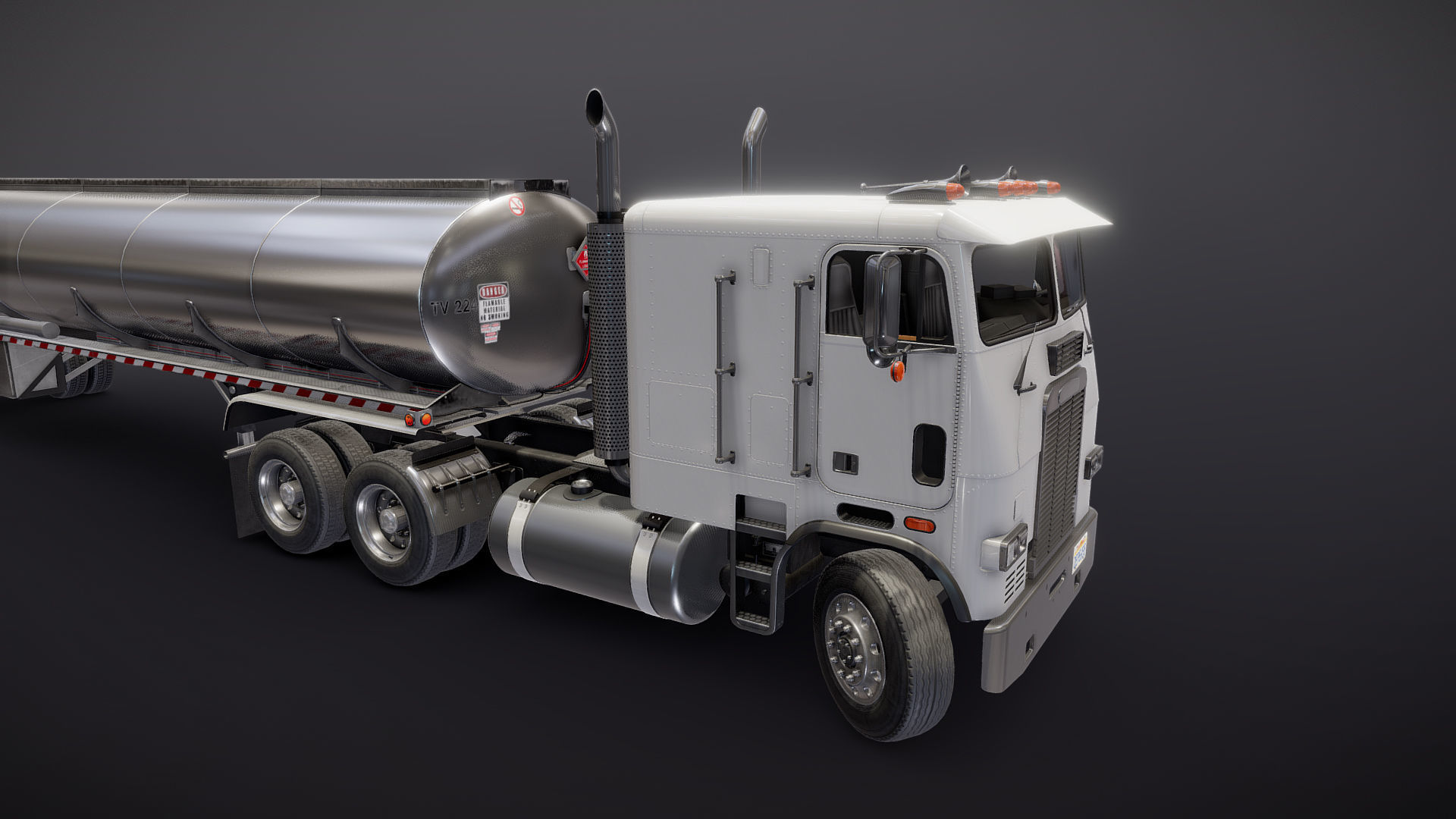 Freightliner FLT tanker semitruck Low-poly 3D model_33