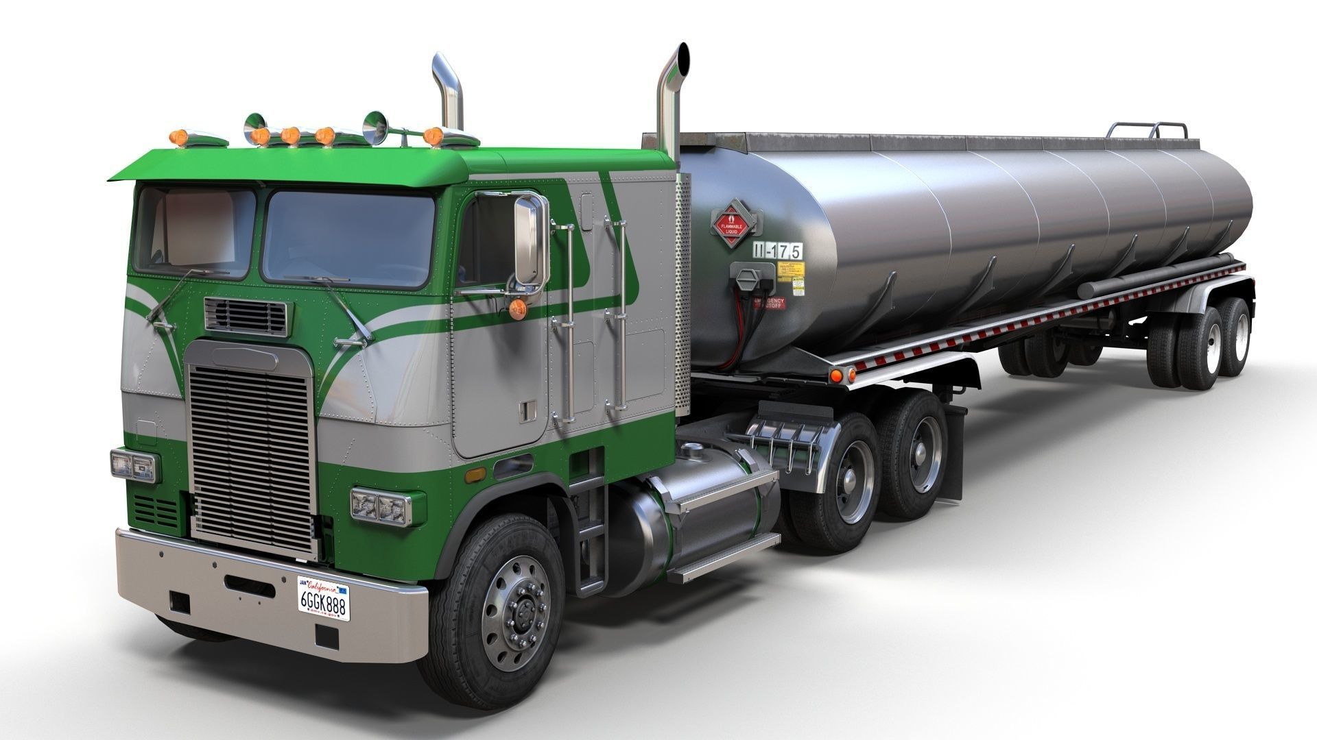 Freightliner FLT tanker semitruck Low-poly 3D model_2