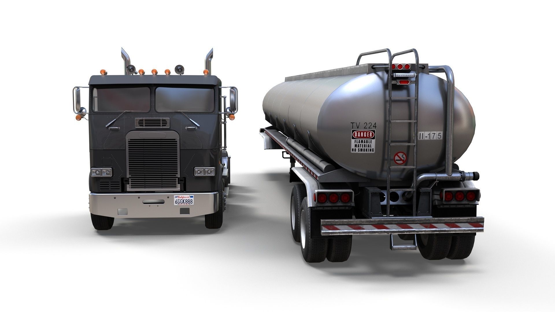 Freightliner FLT tanker semitruck Low-poly 3D model_14