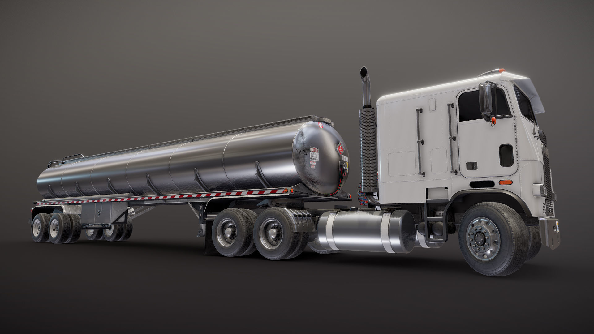 Freightliner FLT tanker semitruck Low-poly 3D model_32