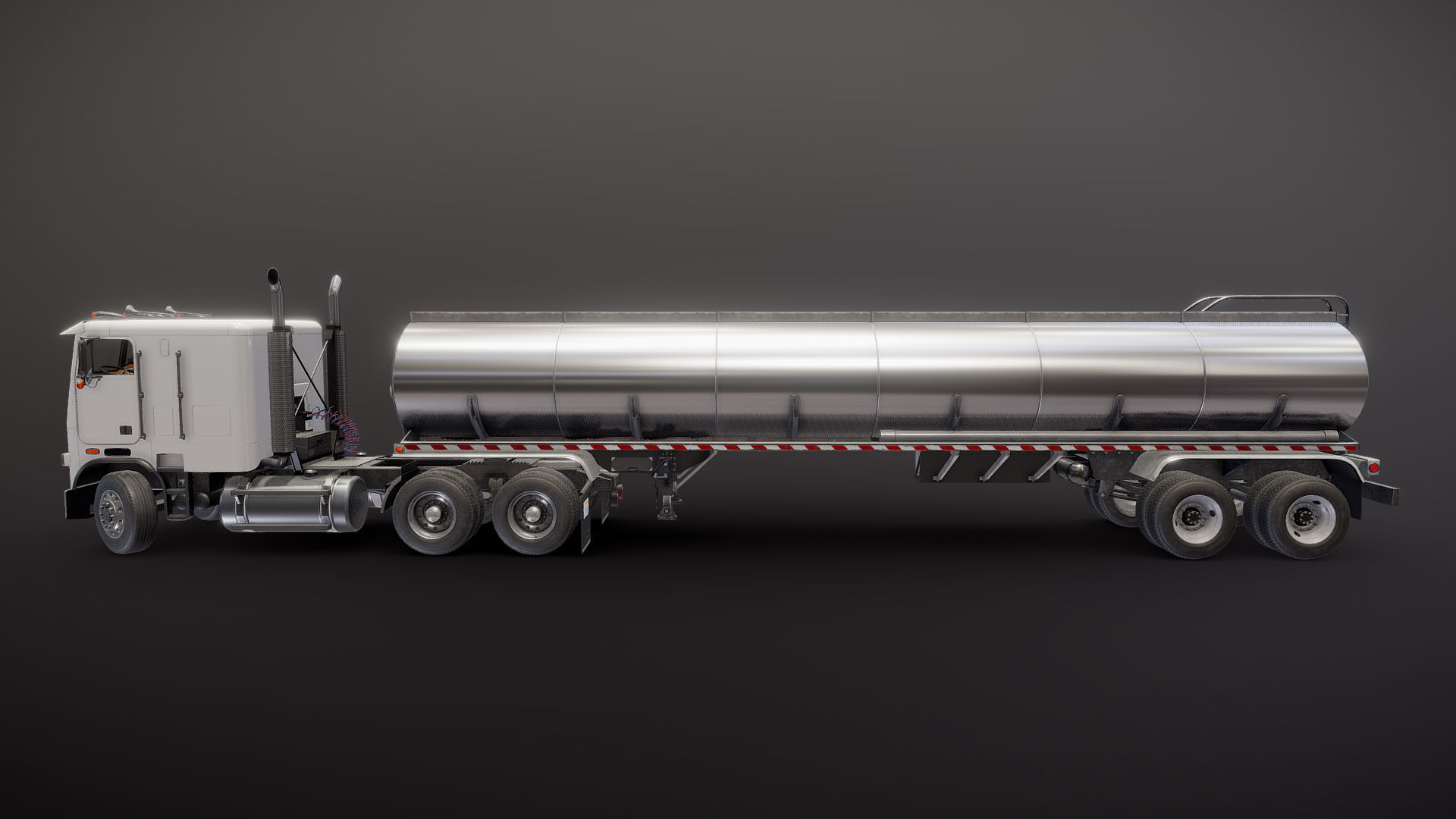 Freightliner FLT tanker semitruck Low-poly 3D model_30