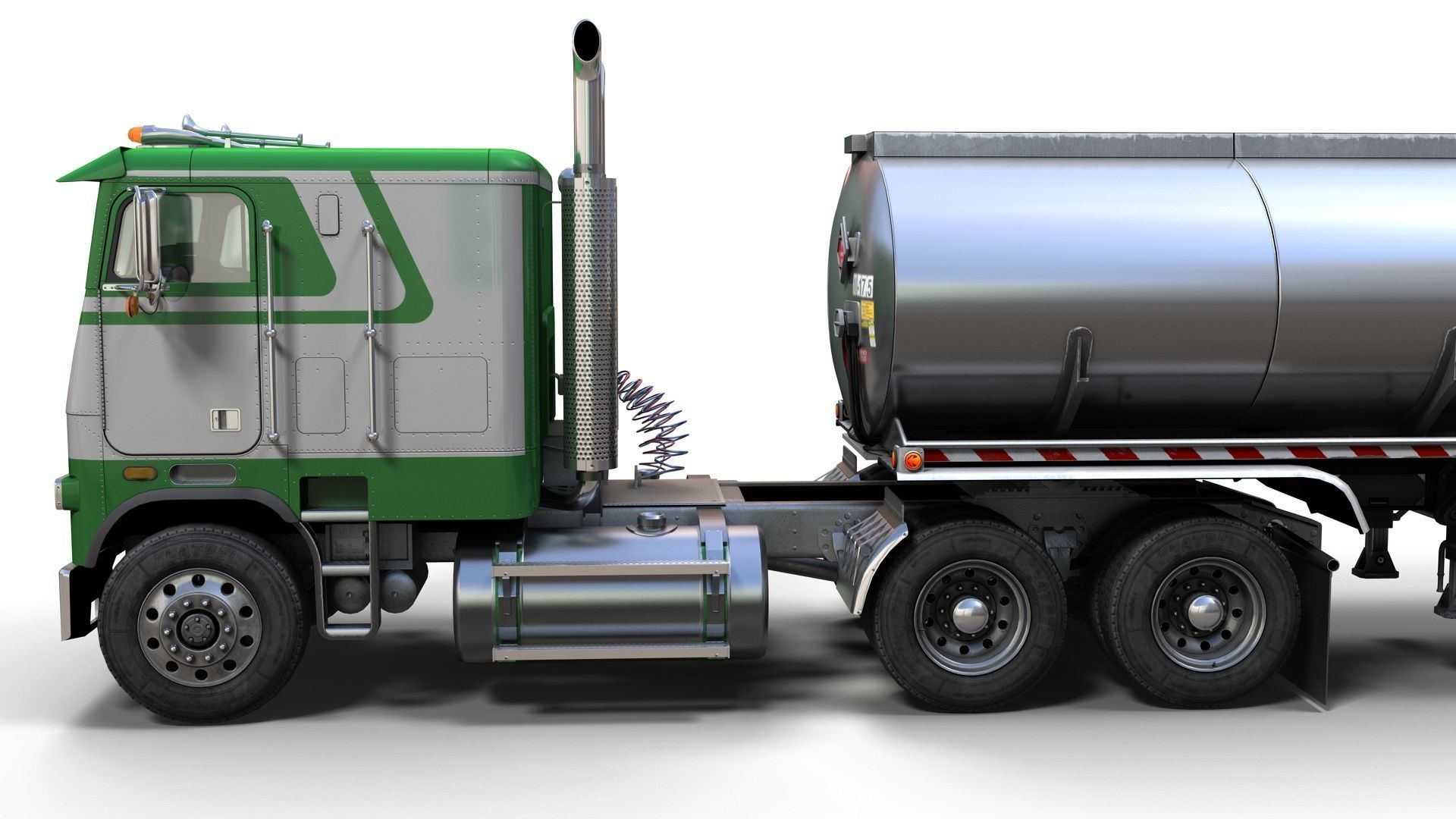 Freightliner FLT tanker semitruck Low-poly 3D model_6