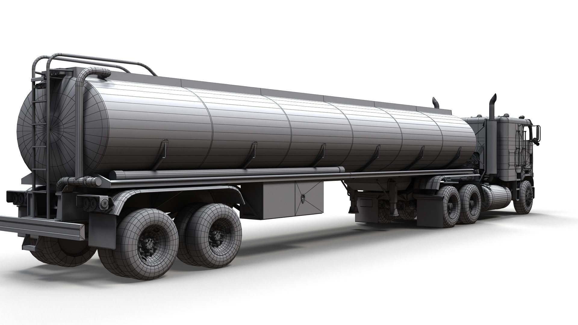 Freightliner FLT tanker semitruck Low-poly 3D model_25