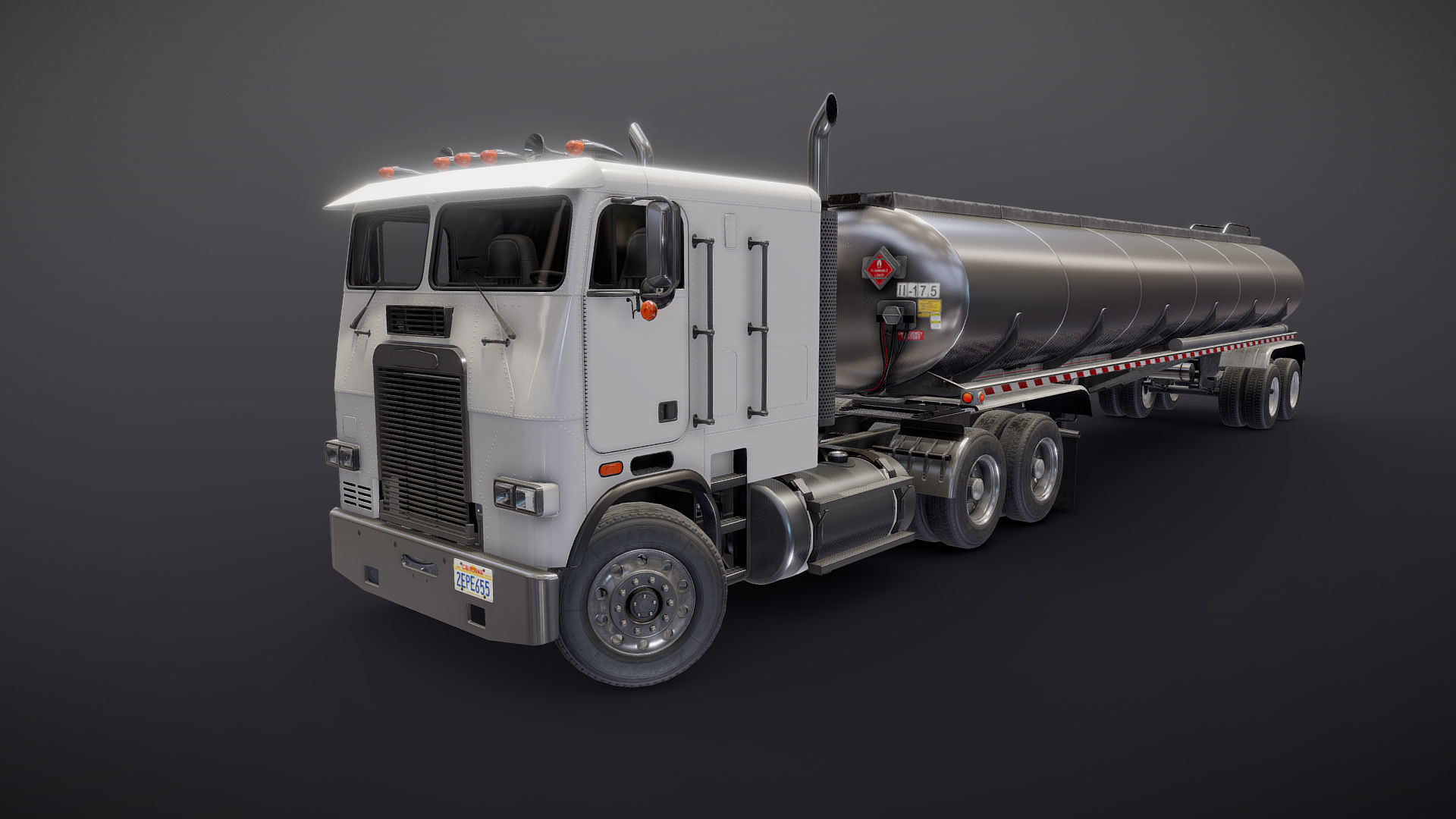 Freightliner FLT tanker semitruck Low-poly 3D model_28
