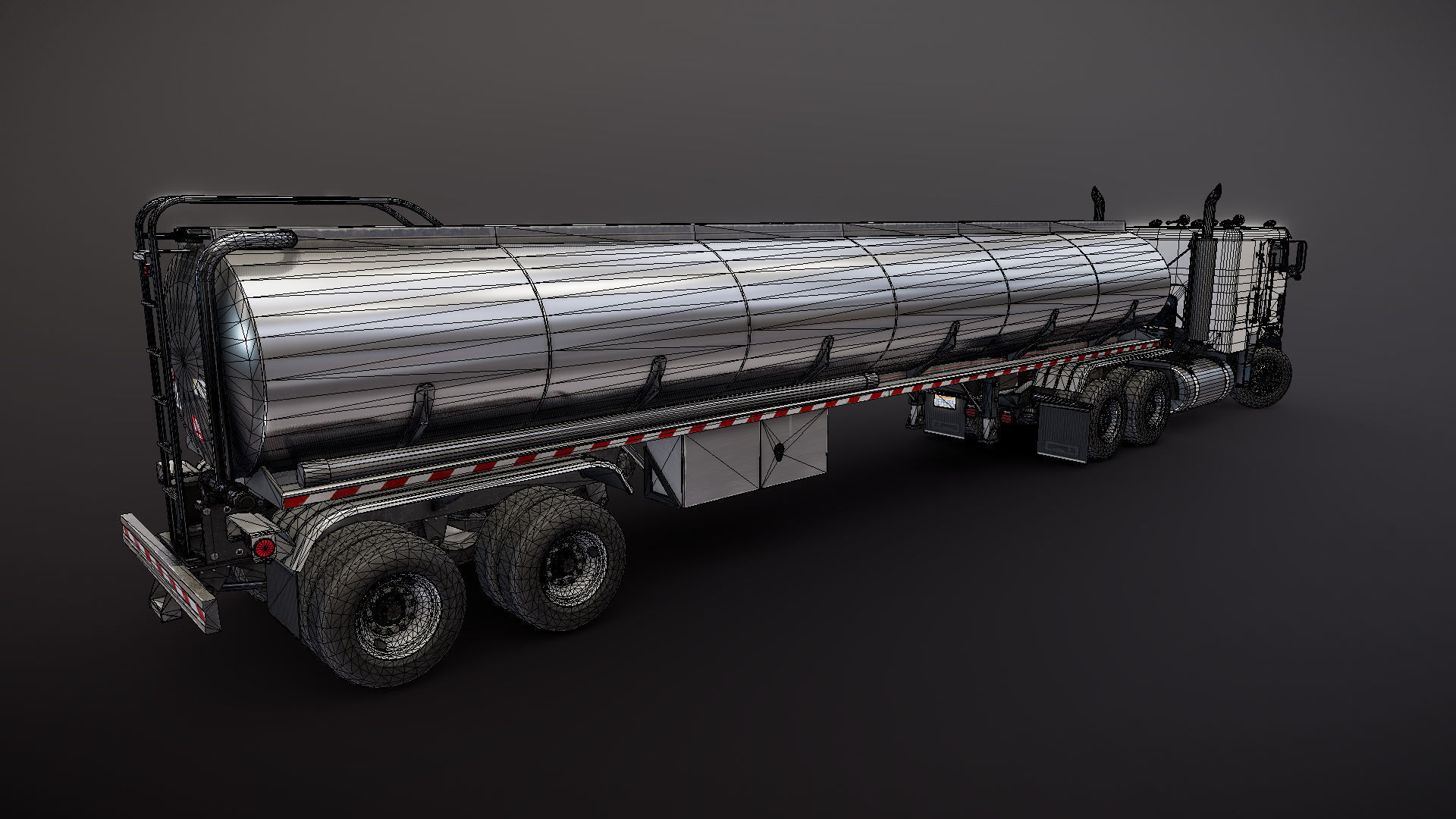 Freightliner FLT tanker semitruck Low-poly 3D model_39