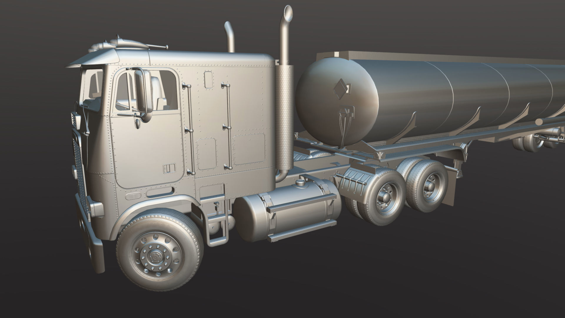 Freightliner FLT tanker semitruck Low-poly 3D model_43