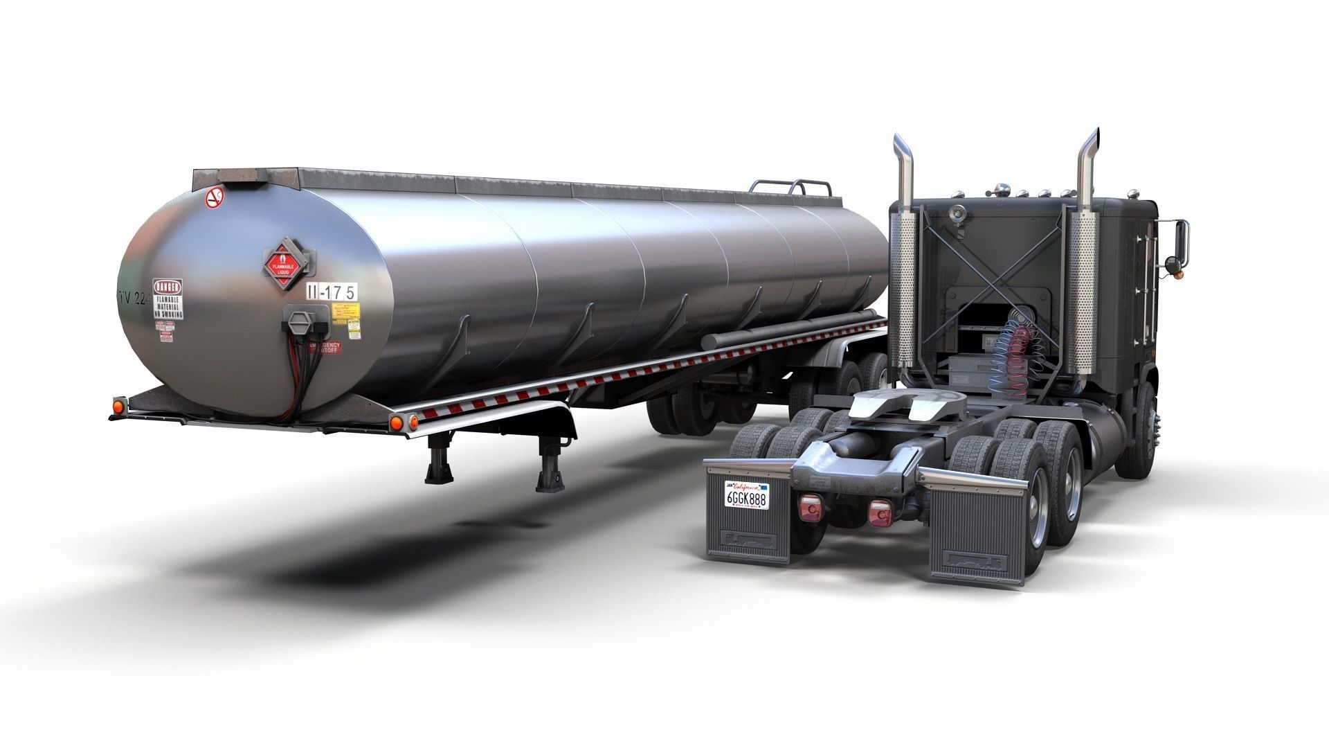 Freightliner FLT tanker semitruck Low-poly 3D model_13