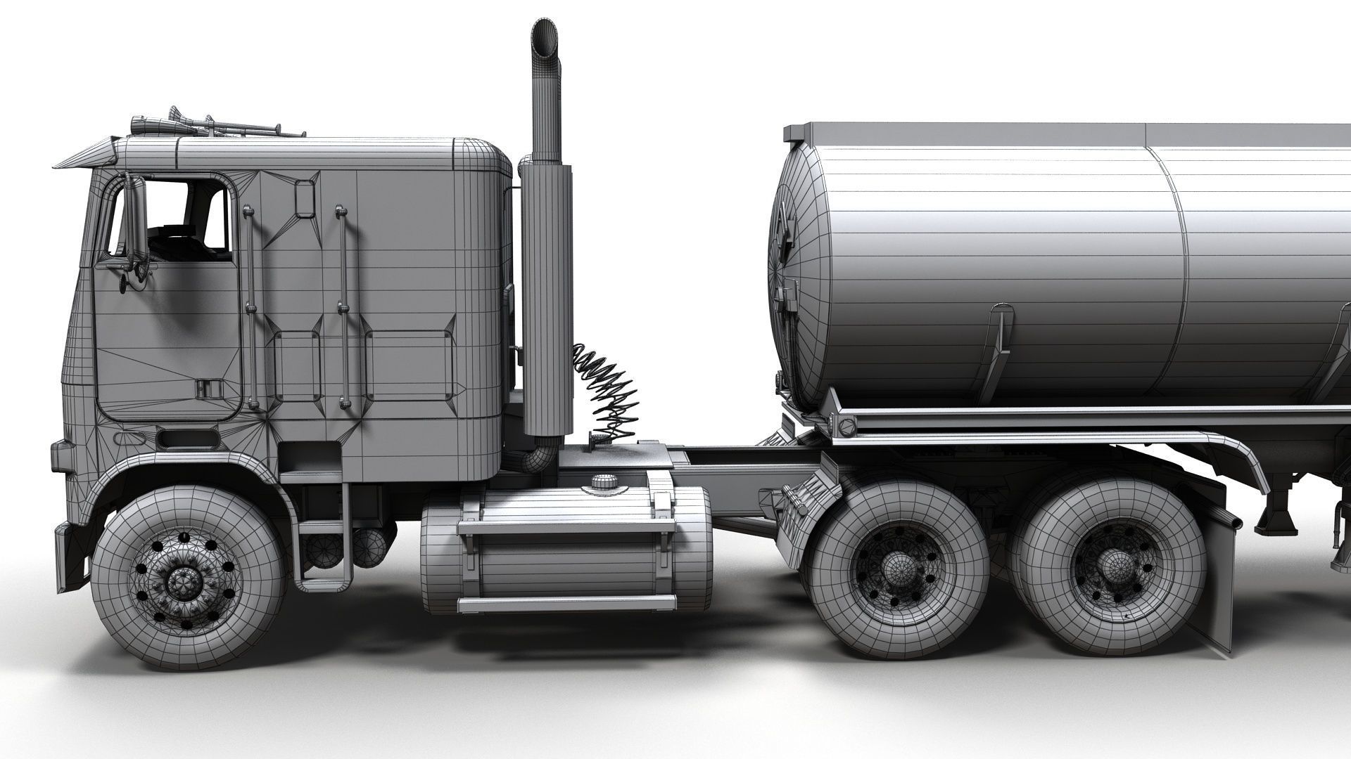 Freightliner FLT tanker semitruck Low-poly 3D model_22