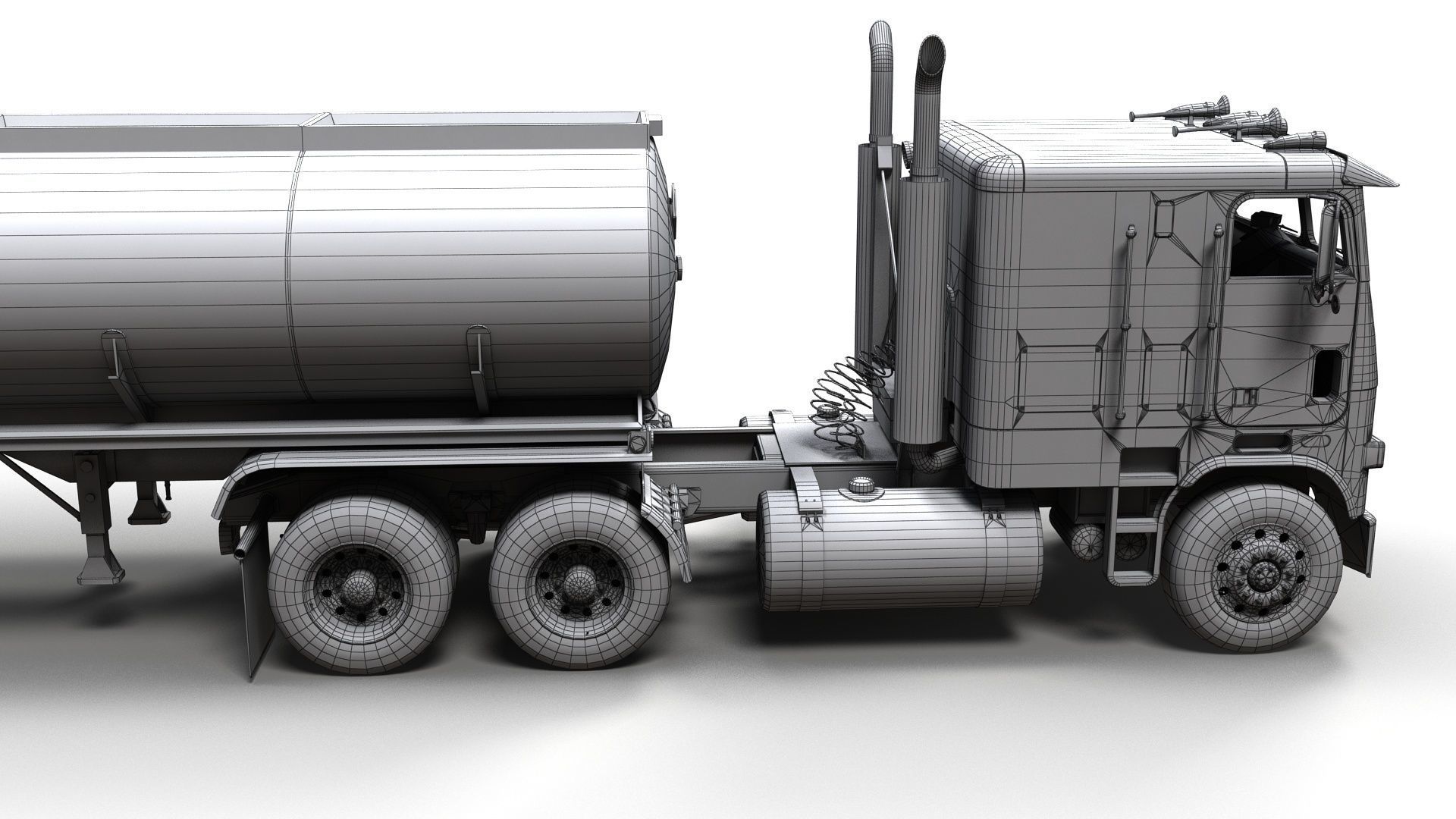 Freightliner FLT tanker semitruck Low-poly 3D model_20