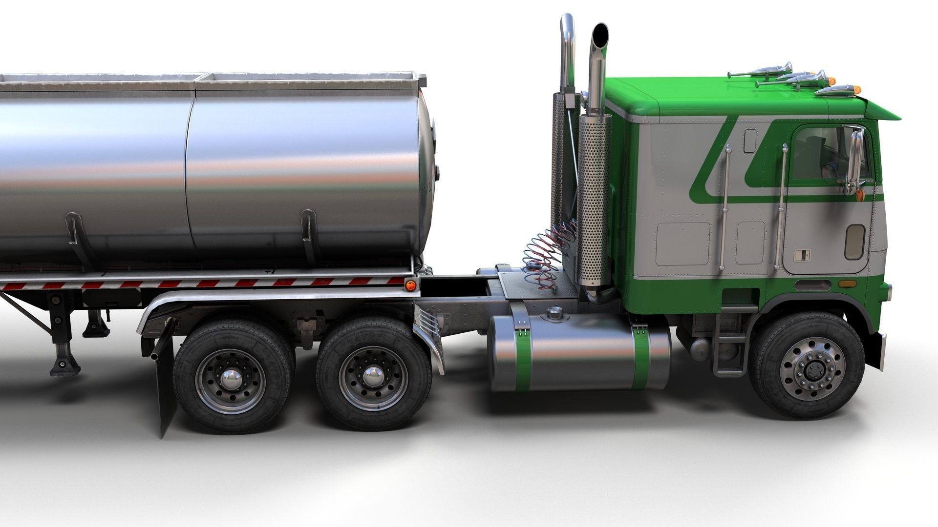 Freightliner FLT tanker semitruck Low-poly 3D model_4