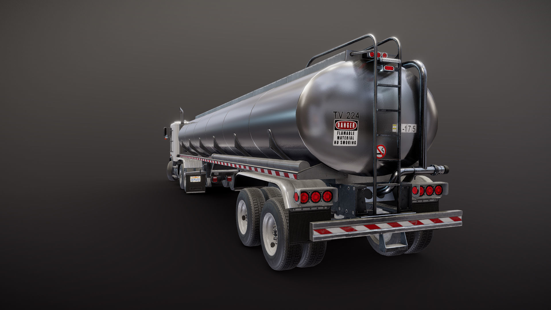 Freightliner FLT tanker semitruck Low-poly 3D model_36