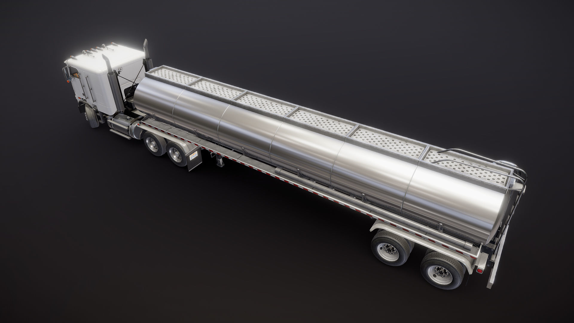 Freightliner FLT tanker semitruck Low-poly 3D model_31