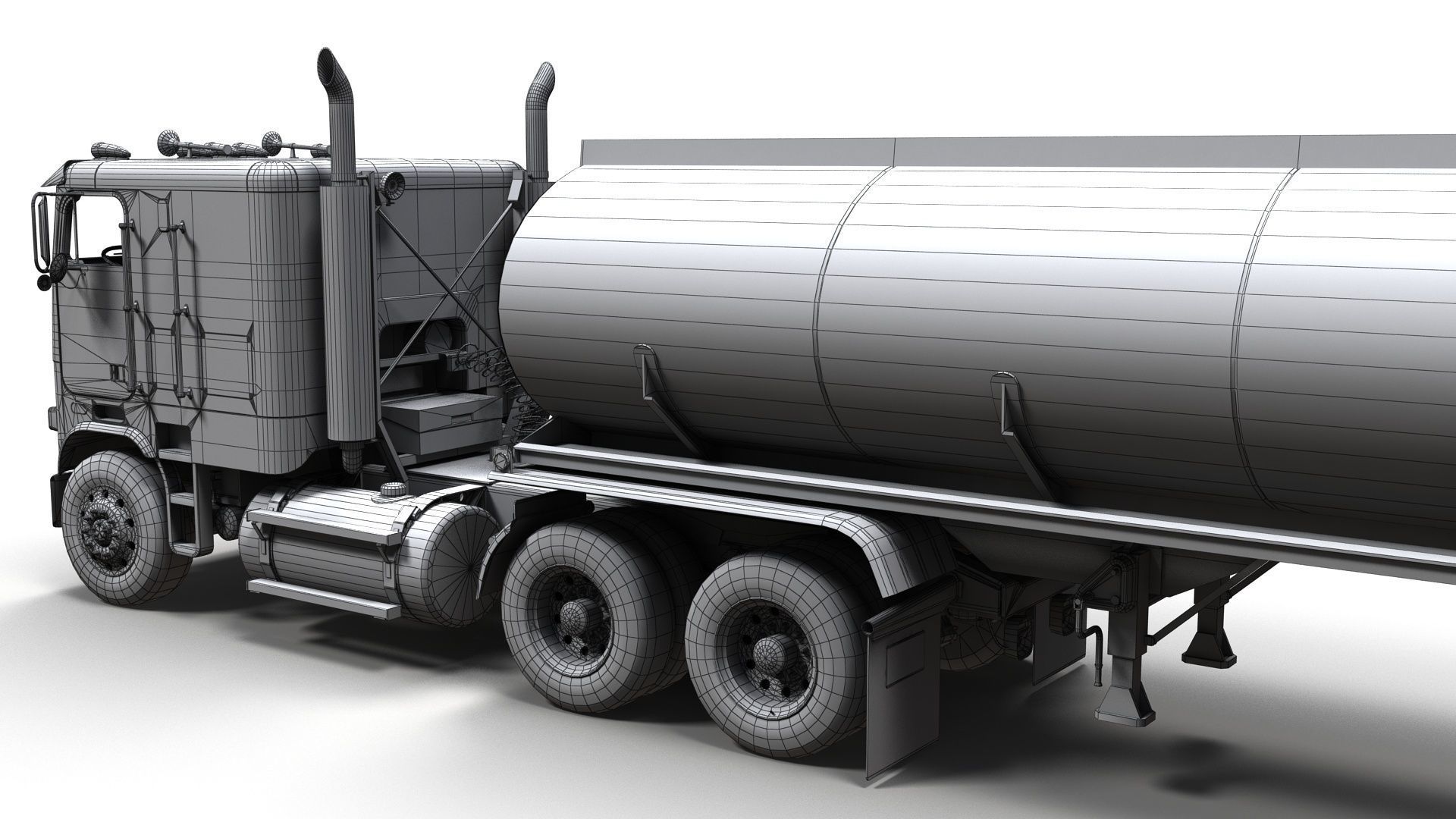 Freightliner FLT tanker semitruck Low-poly 3D model_21