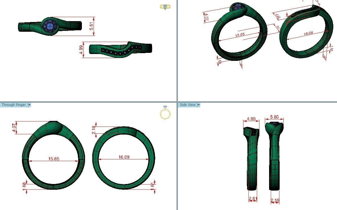Diamond Double Ring 3D print model_25