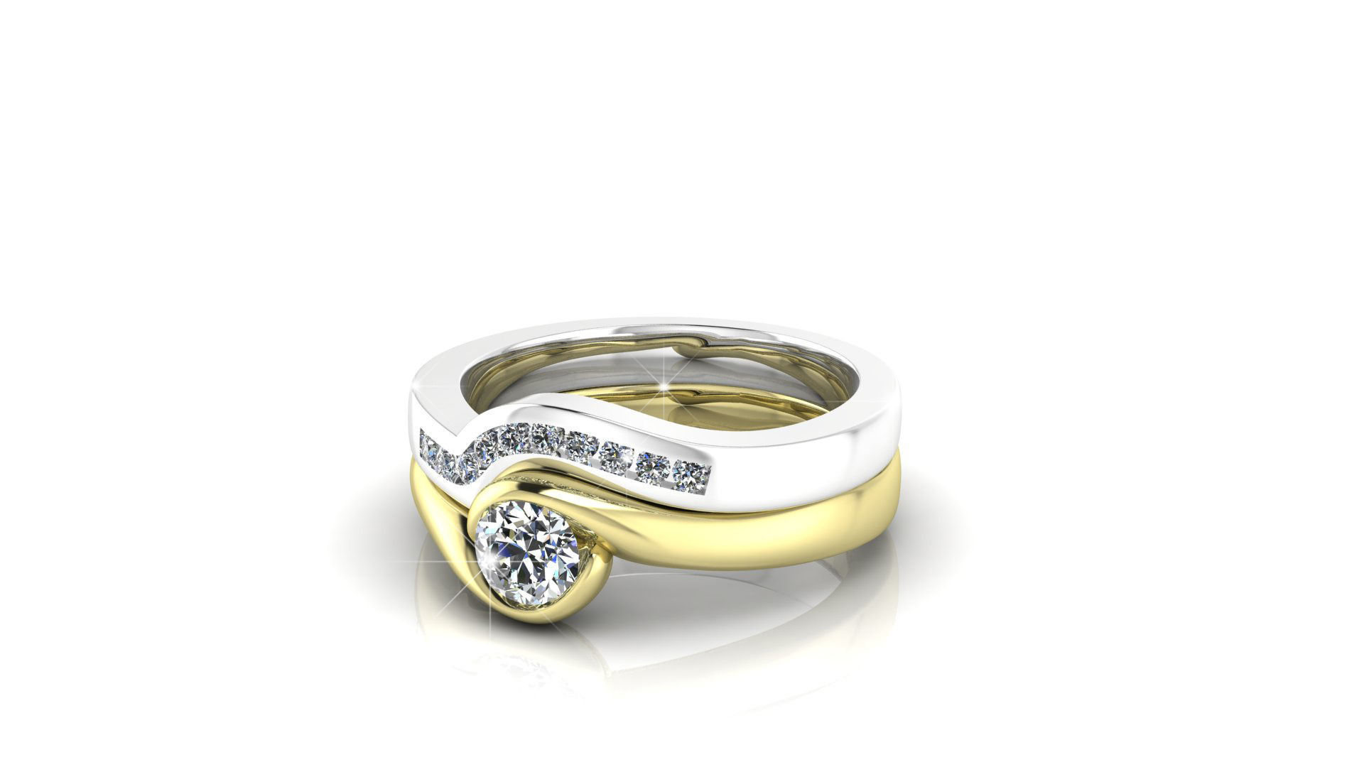 Diamond Double Ring 3D print model_2