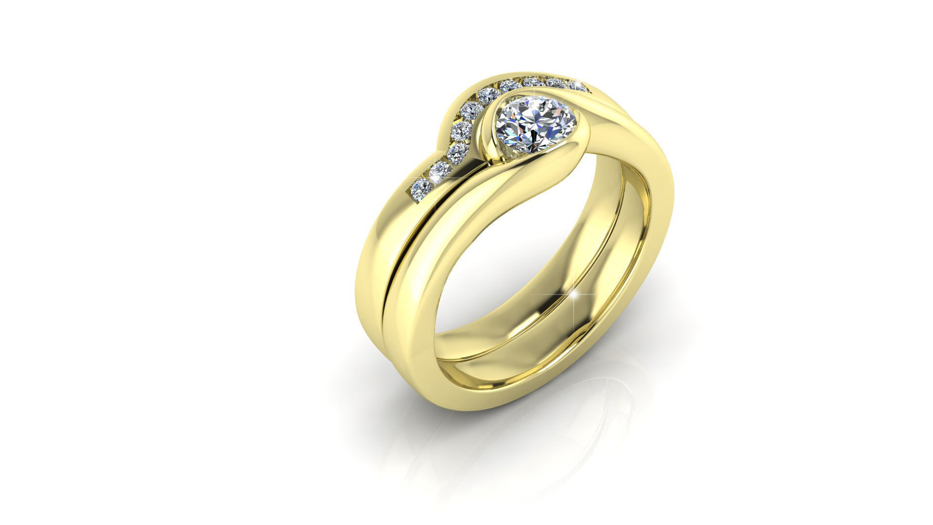 Diamond Double Ring 3D print model_12