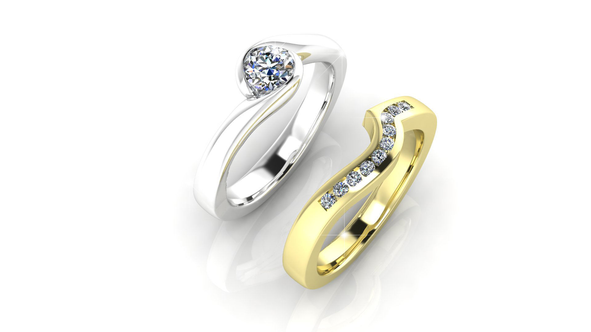 Diamond Double Ring 3D print model_33