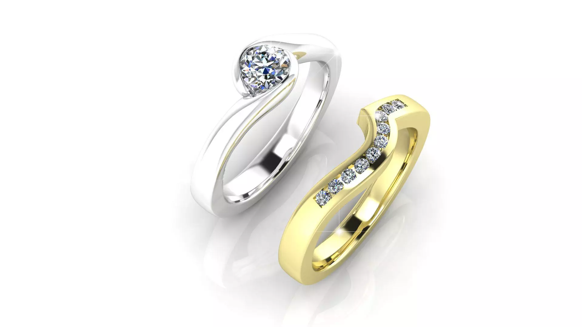 Diamond Double Ring 3D print model_0