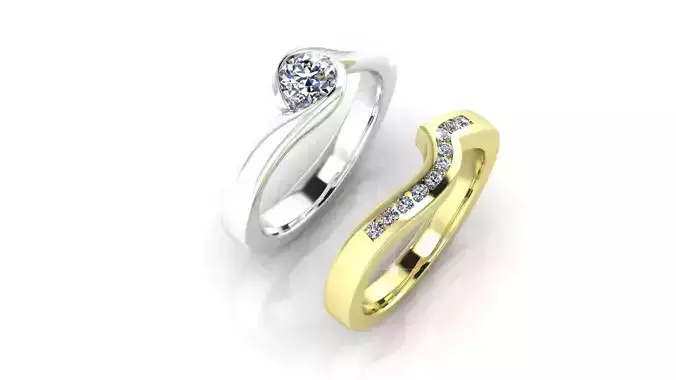 Diamond Double Ring 3D print model Diamond Double Ring 3D print model