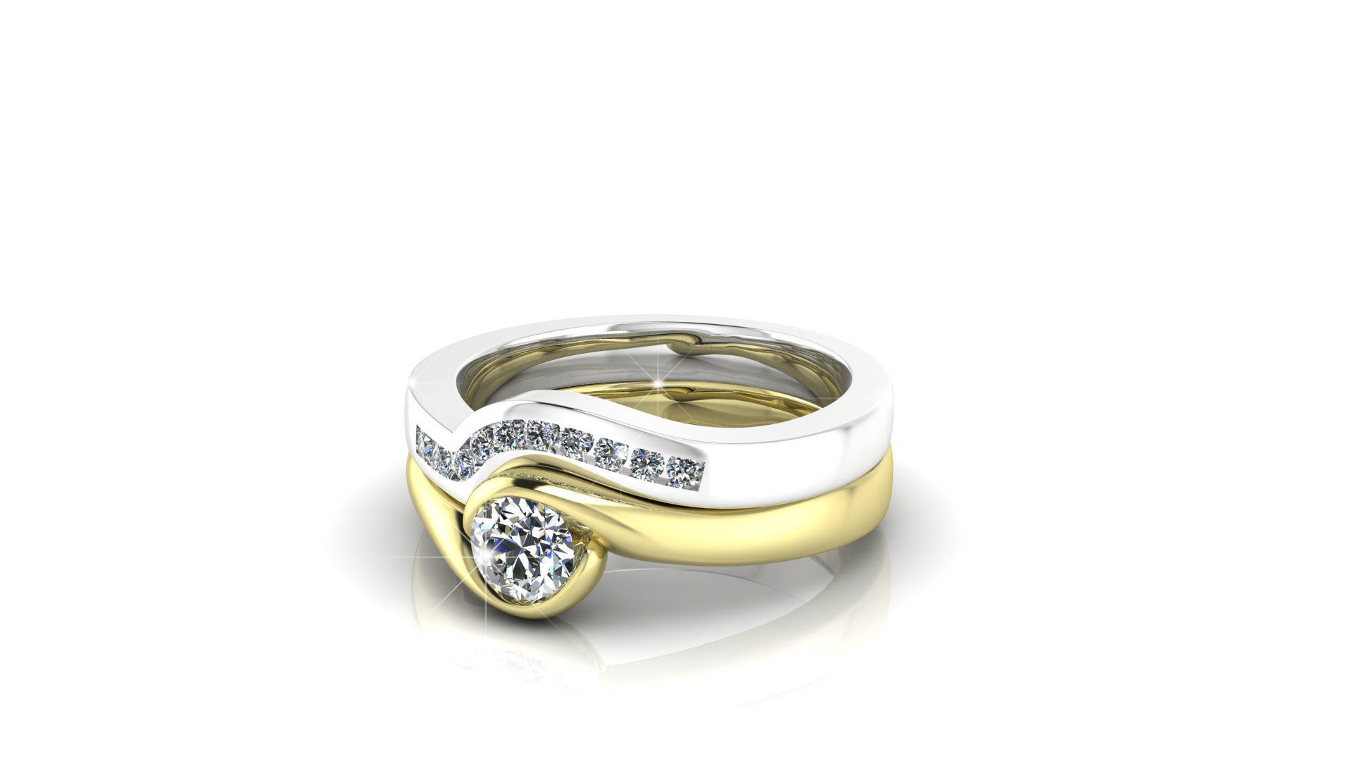 Diamond Double Ring 3D print model_18