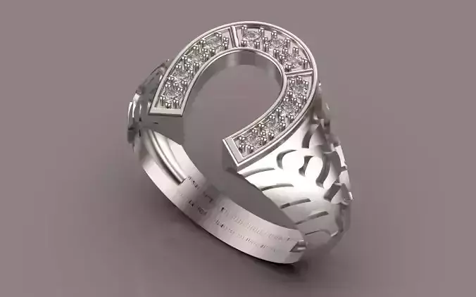 Horseshoe mens ring gold silver