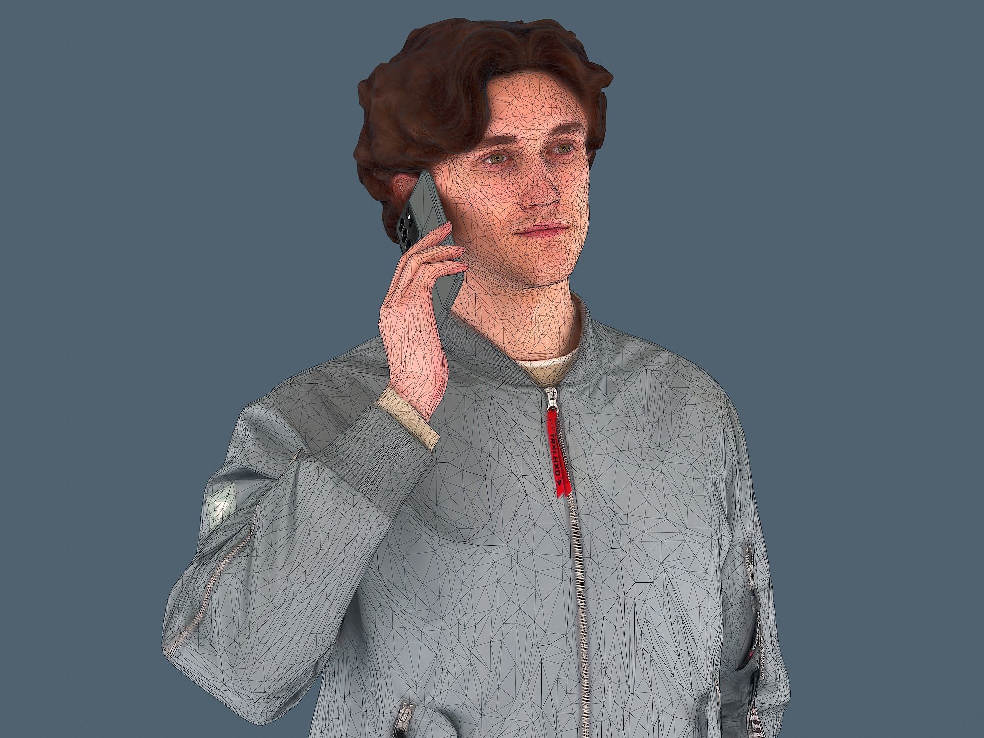 Young Tall Guy Talking by Phone 3D model_8