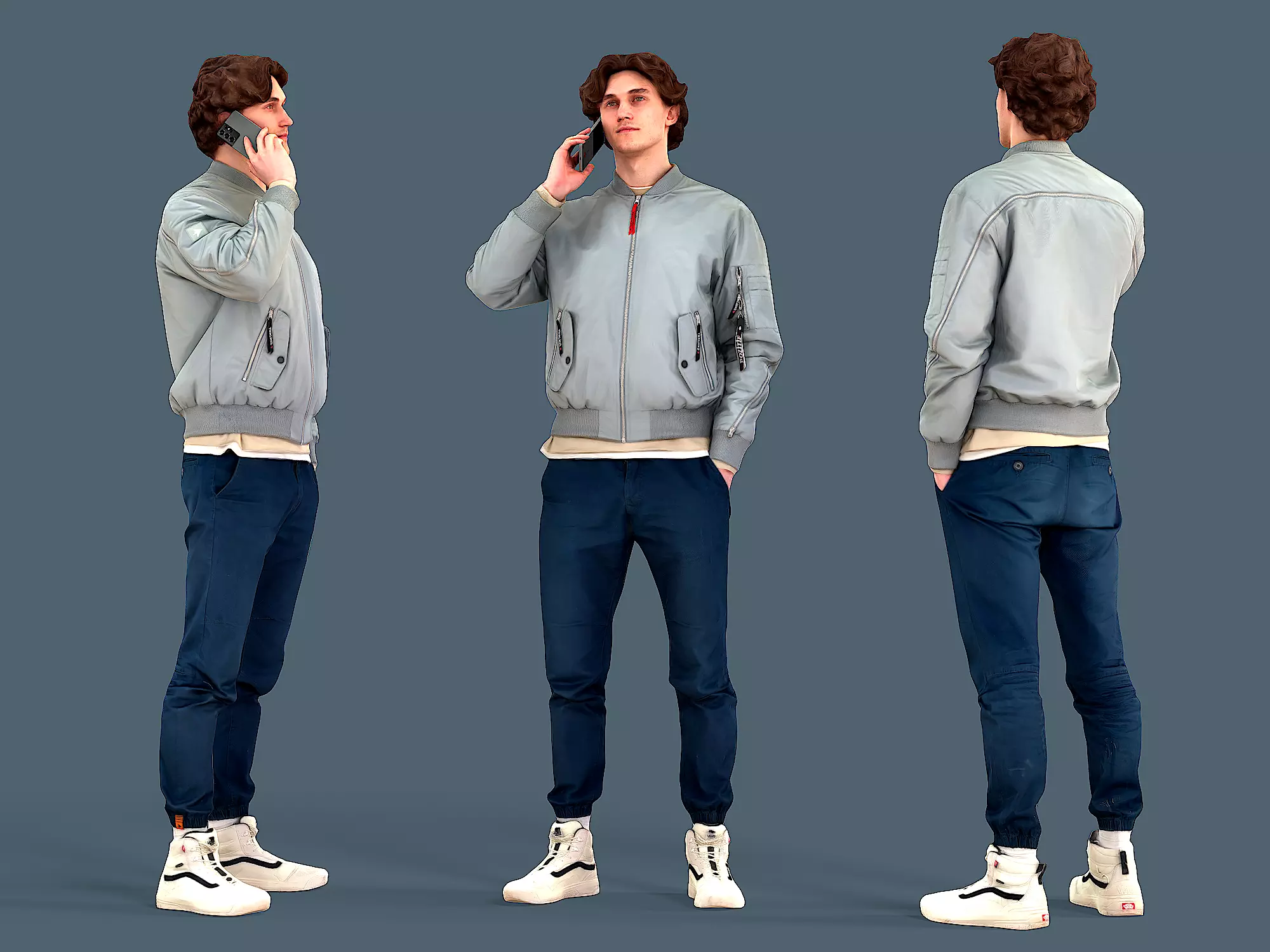 Young Tall Guy Talking by Phone 3D model_0