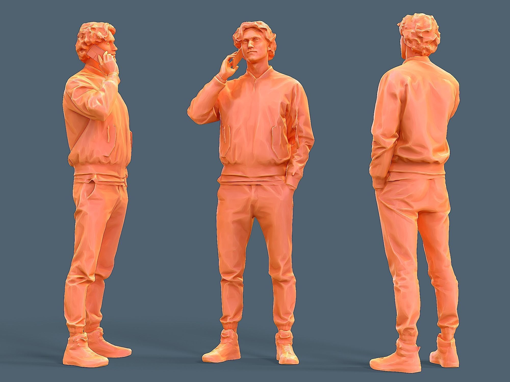 Young Tall Guy Talking by Phone 3D model_2