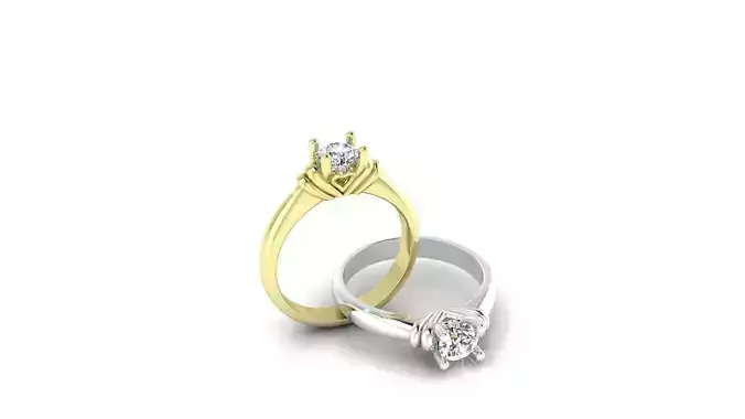 Solitaire Diamond Ring With Hearts