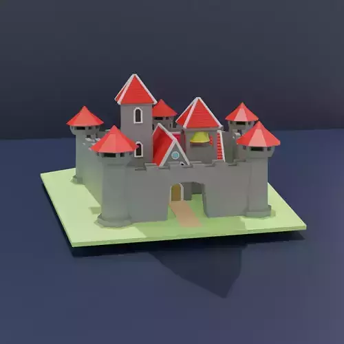 Low Poly Castle Red Low-poly 3D model