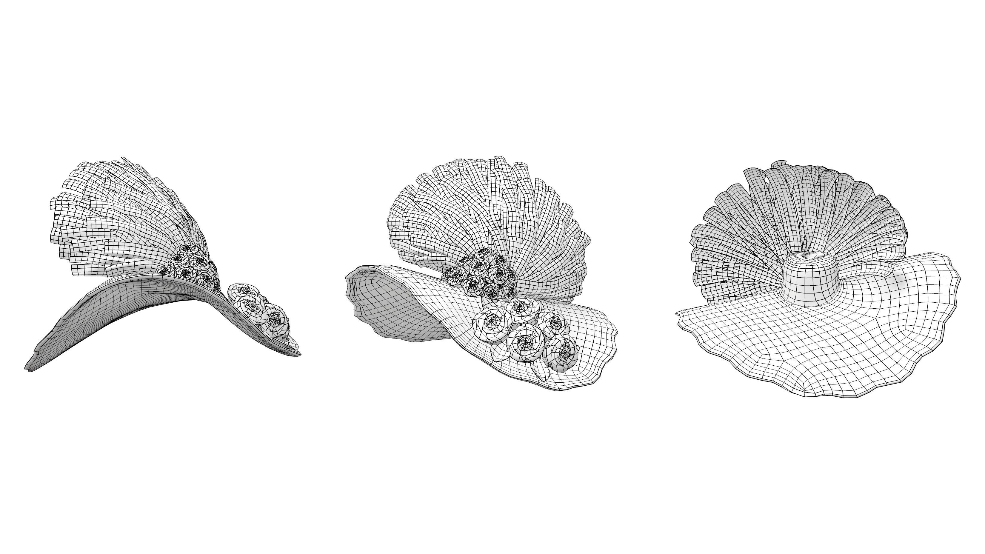 Ladies Hat Low-poly 3D model_4