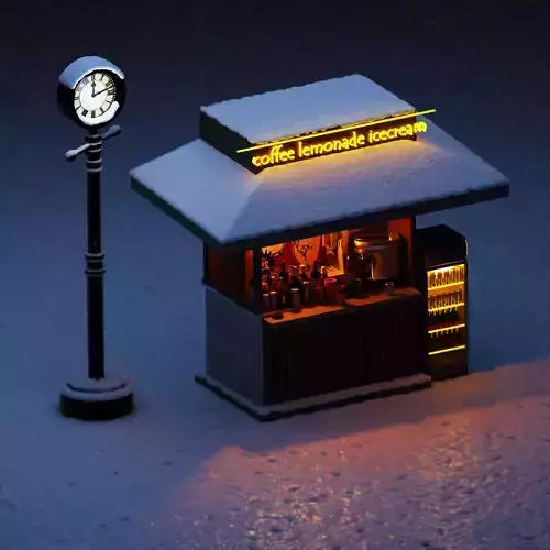 Coffee Station with Clock and Snow