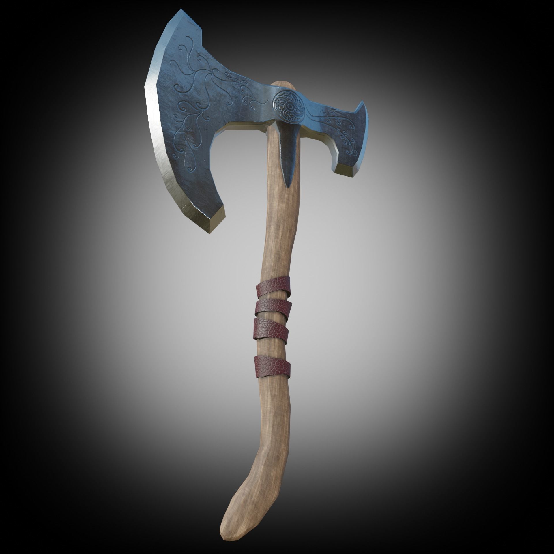 Axe Weapon PBR Low-poly  game ready 3D model Low-poly 3D model_3