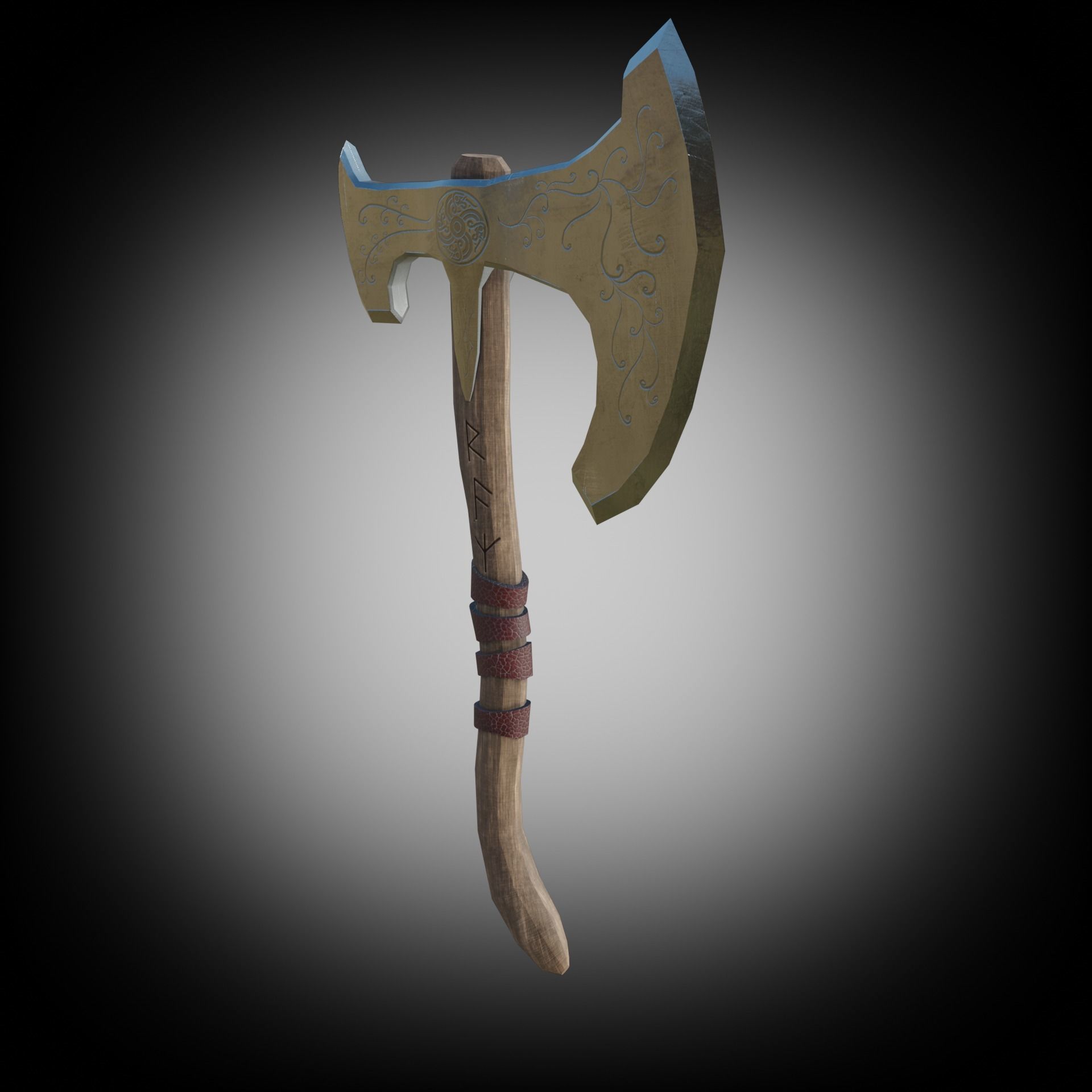 Axe Weapon PBR Low-poly  game ready 3D model Low-poly 3D model_2