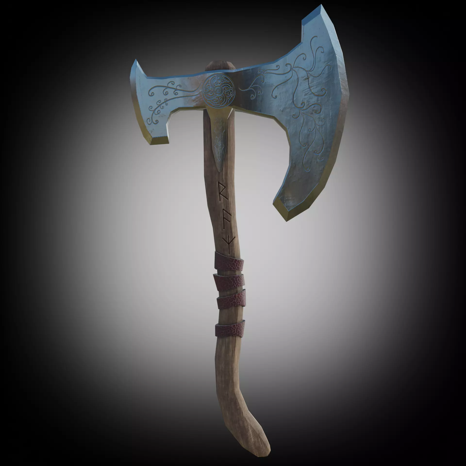 Axe Weapon PBR Low-poly  game ready 3D model Low-poly 3D model_0