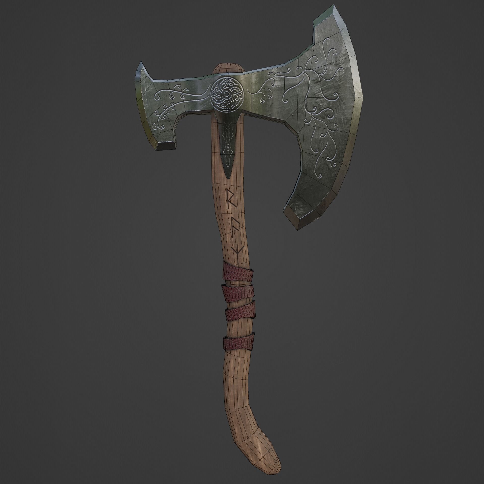 Axe Weapon PBR Low-poly  game ready 3D model Low-poly 3D model_5