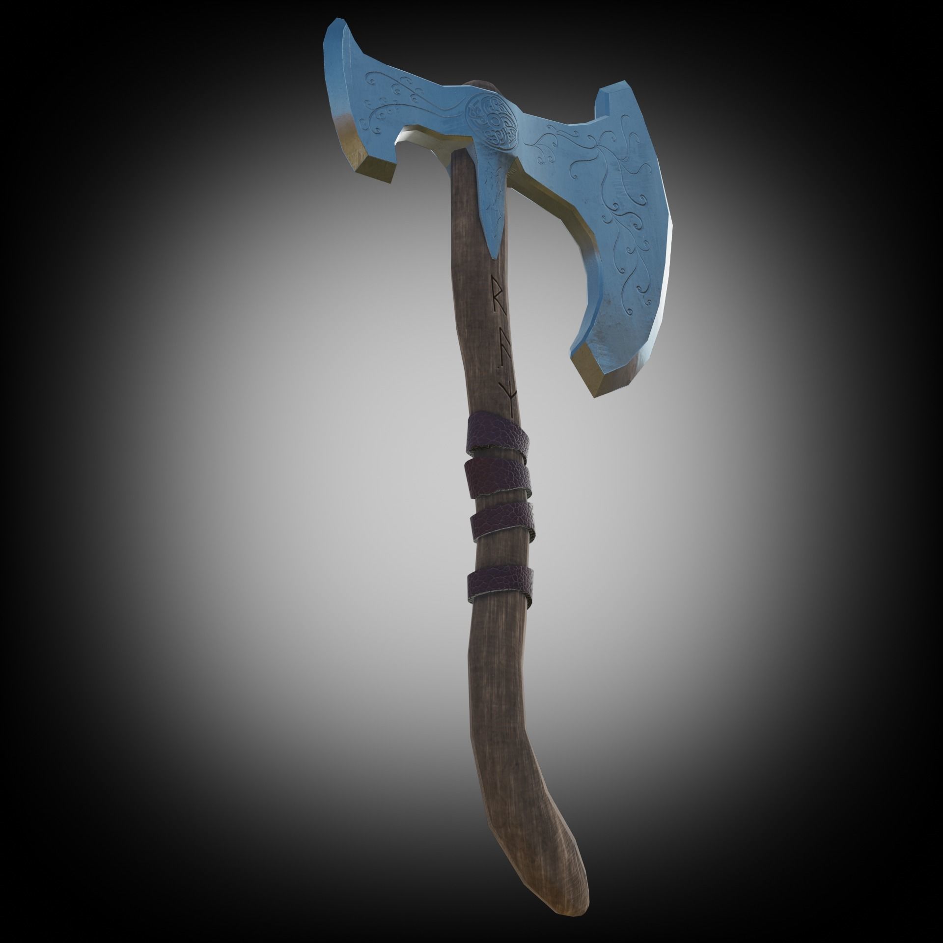 Axe Weapon PBR Low-poly  game ready 3D model Low-poly 3D model_1