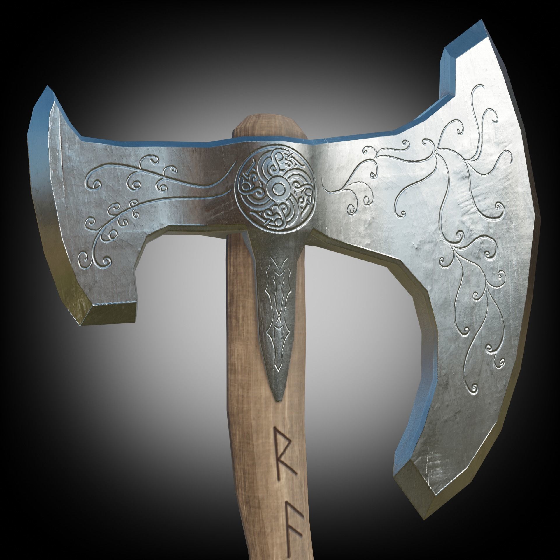 Axe Weapon PBR Low-poly  game ready 3D model Low-poly 3D model_4