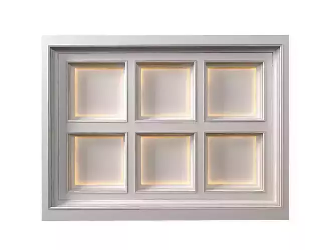 Modern coffered illuminated ceiling Art Deco style 3D model Modern coffered illuminated ceiling Art Deco style 3D model