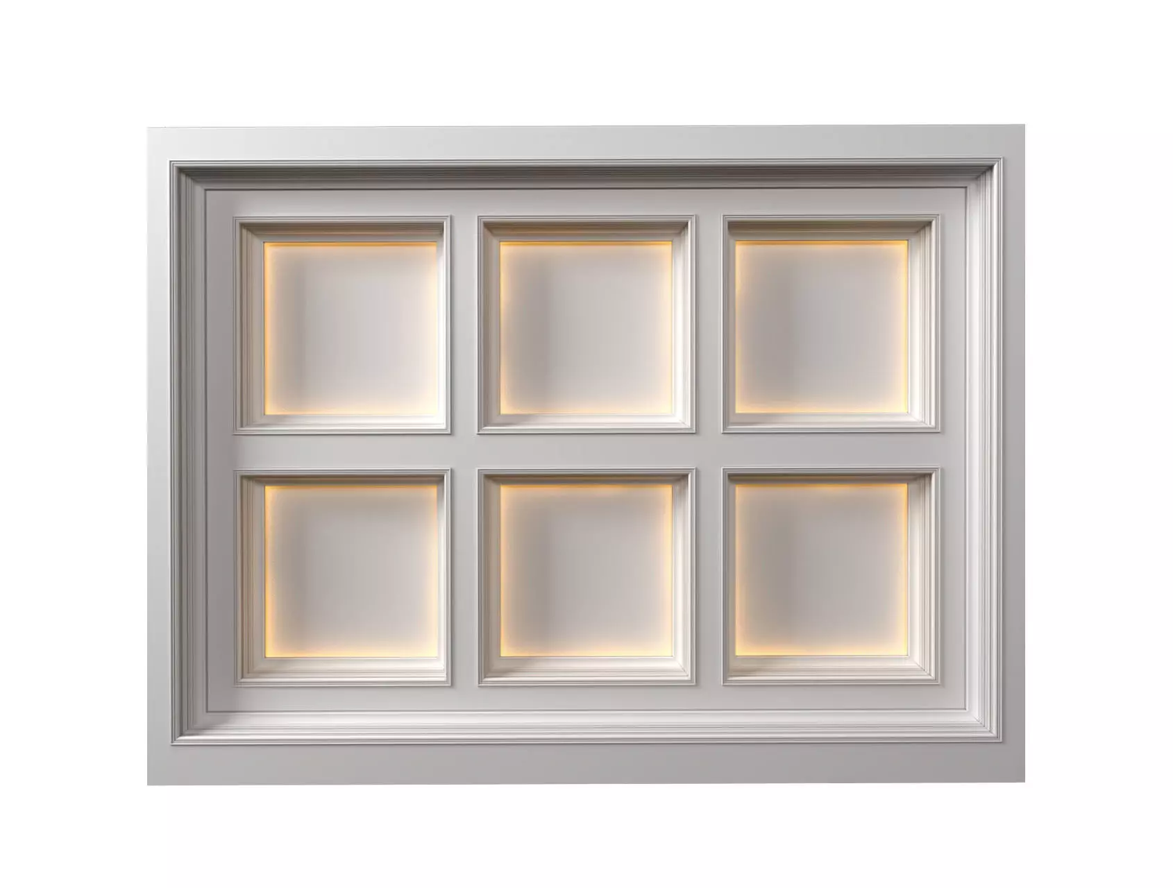 Modern coffered illuminated ceiling Art Deco style 3D model_0
