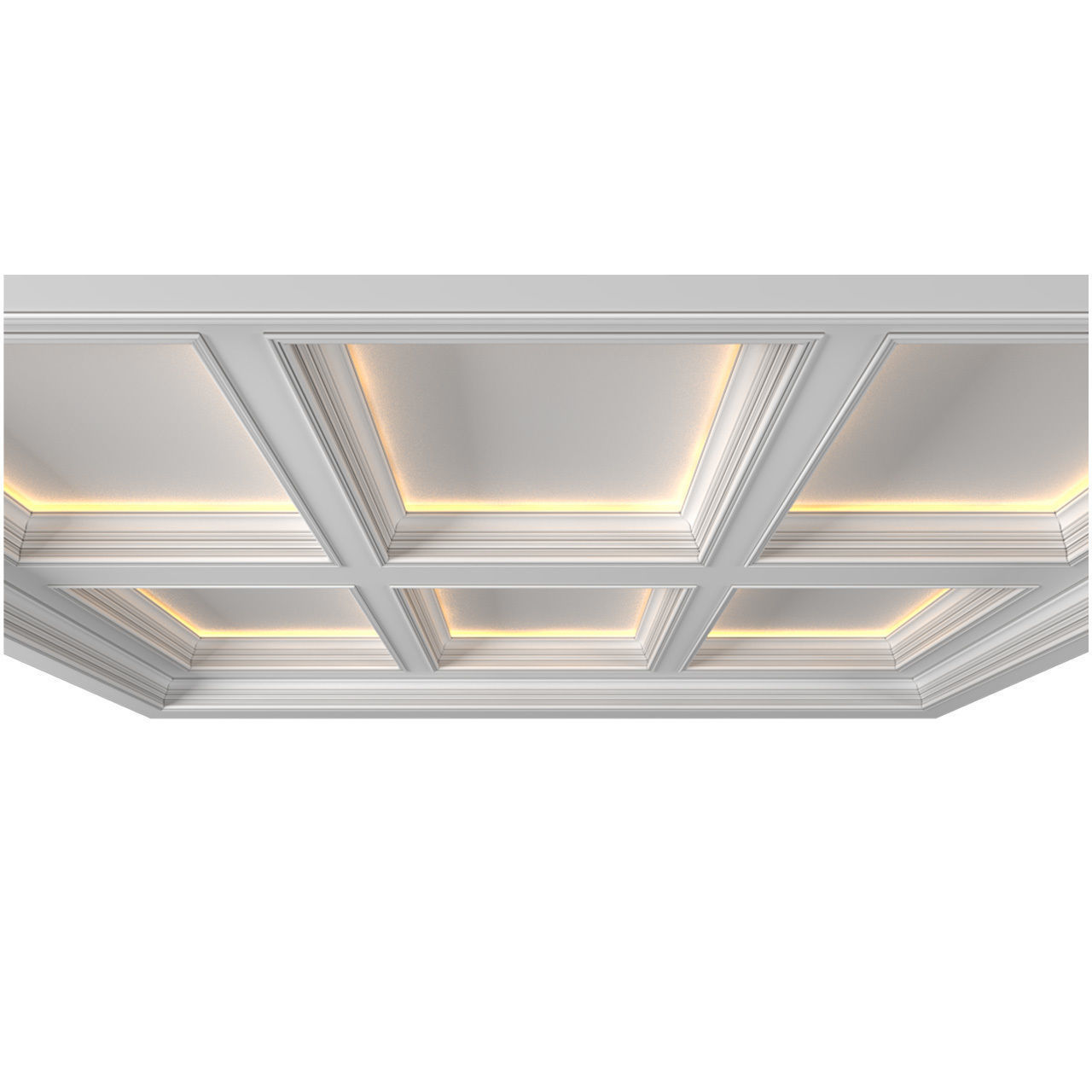 Modern coffered illuminated ceiling Art Deco style 3D model_2
