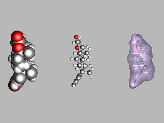 Testolactone molecule 3D model