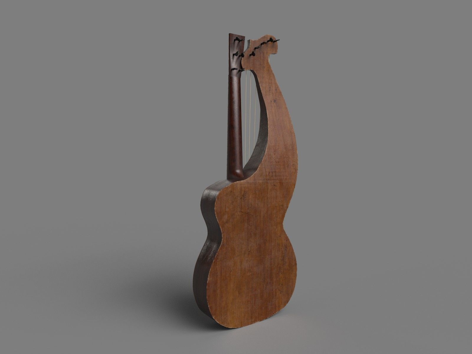 Harpguitar wooden guitar 3D model_1